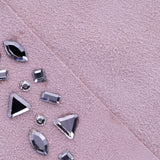 Elandetta Heather suede heel with hand applied crystal embellishment, designed for confident colour led luxury dressing.